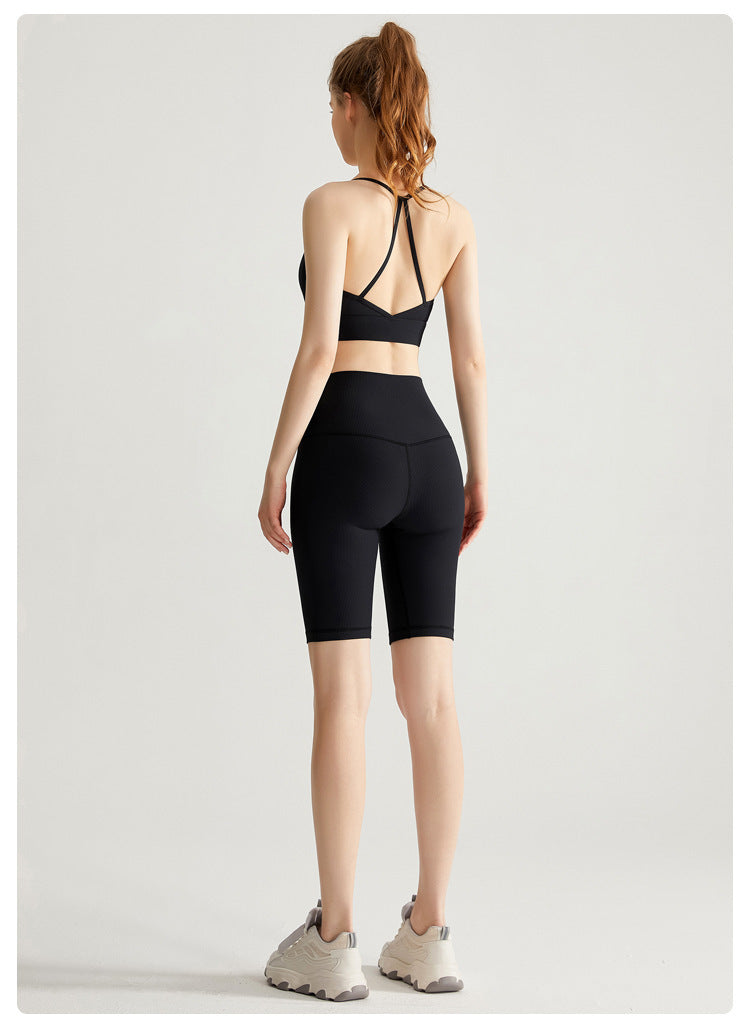 Sports bra and cycling shorts set