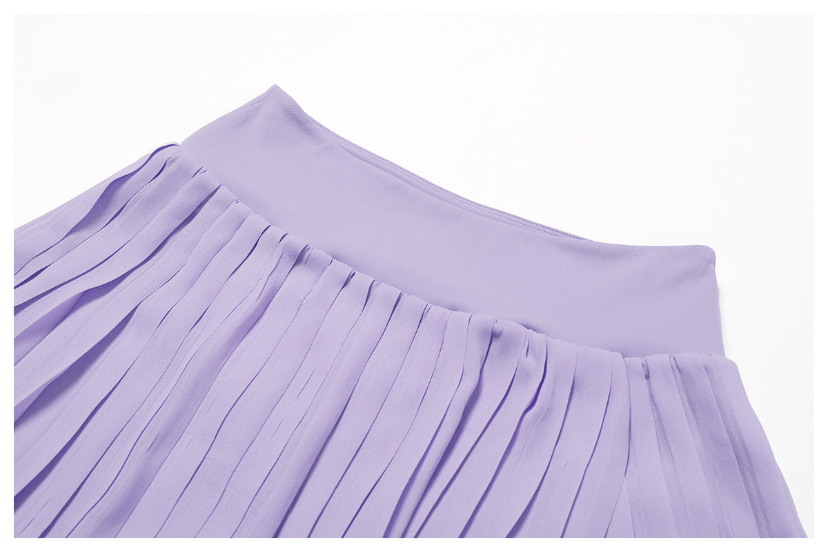 Pleated asymmetric fitness skirt