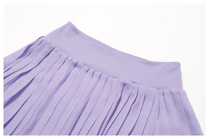 Pleated asymmetric fitness skirt