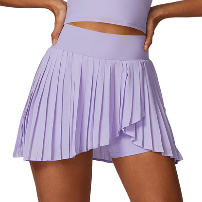 Pleated asymmetric fitness skirt