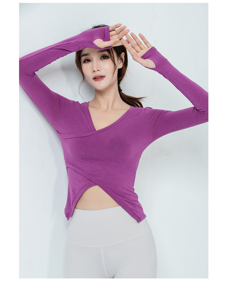 Wrap front breathable top