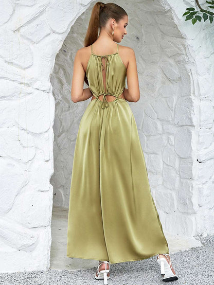 Cut out satin maxi dress