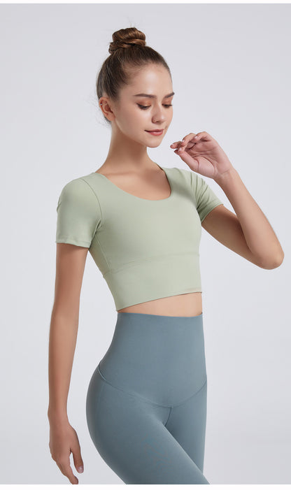 Short sleeve cross back top