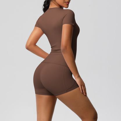 Brushed soft top and hot pants set