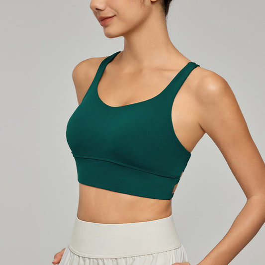 Crossover padded sports bra