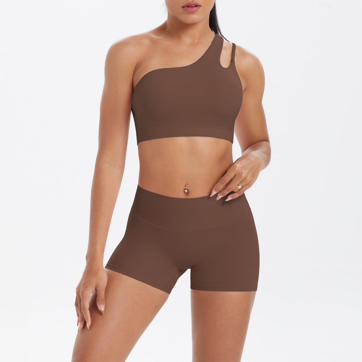 One shoulder bra & hot pants set