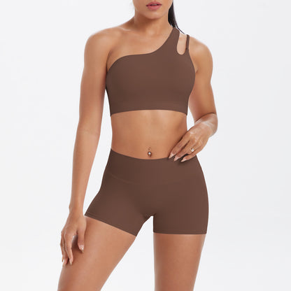 One shoulder bra & hot pants set
