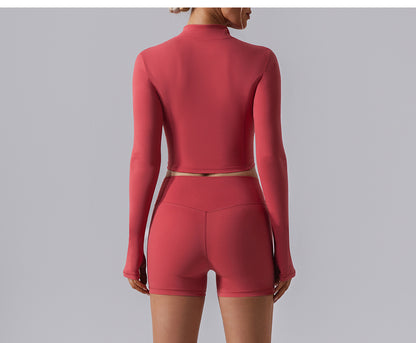 Zip front cropped top