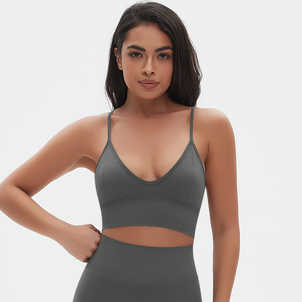 Deep U neck sports bra