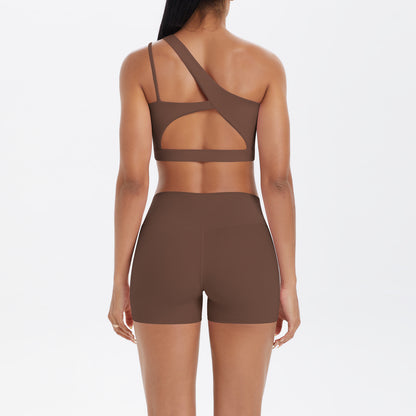 One shoulder bra & hot pants set