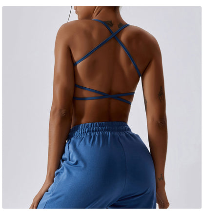 Cross back sports bra