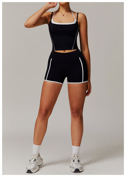 Matching two piece double strap vest & shorts set