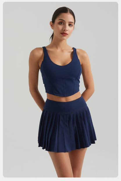 Pleated fitness skort