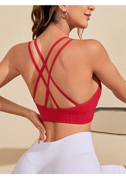 Cross back sports bra