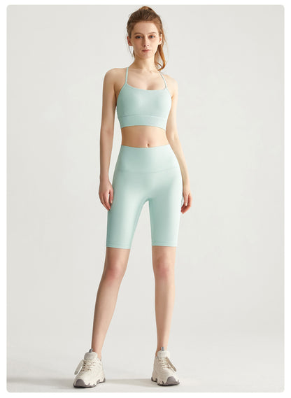 Sports bra and cycling shorts set