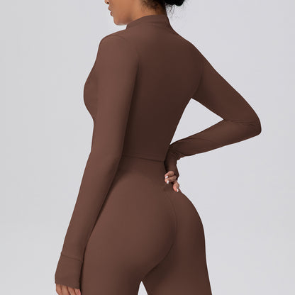 Zip front cropped top