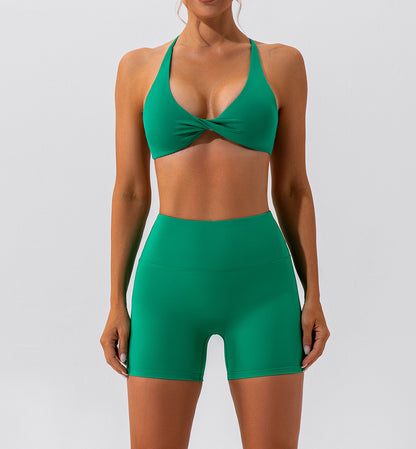 Twisted front sports bra