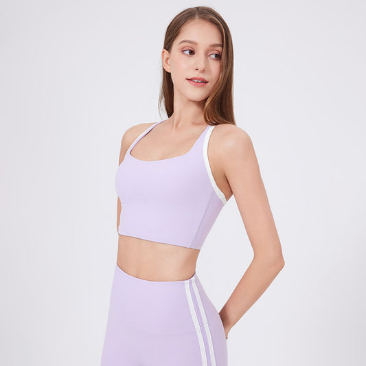 Contrast strap sports bra