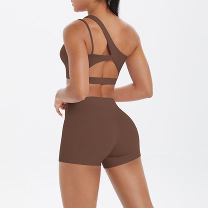 One shoulder bra & hot pants set
