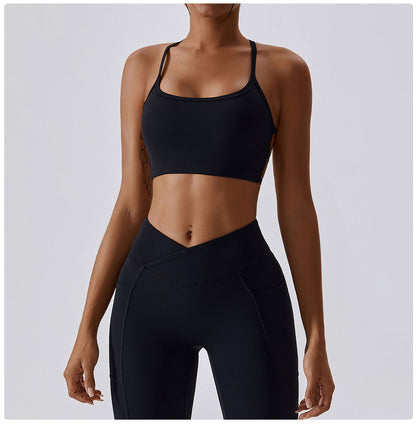 Cross back sports bra