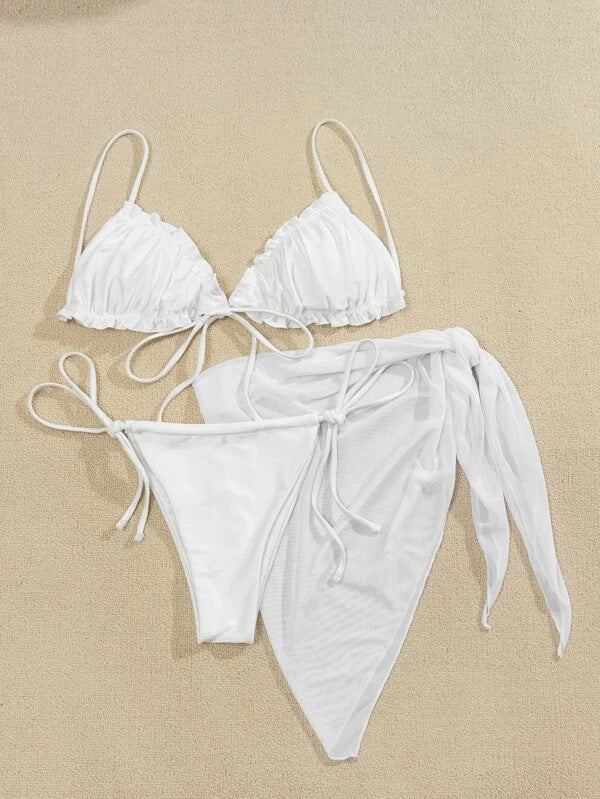 3 piece bikini set with saraong