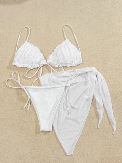 3 piece bikini set with saraong