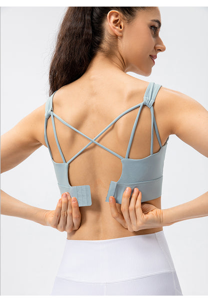 Cross back sports bra