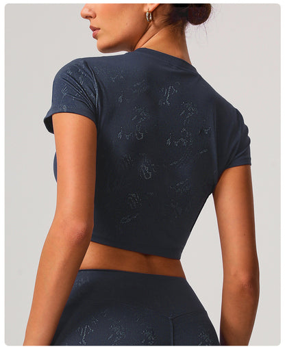 Printed cropped T shirt
