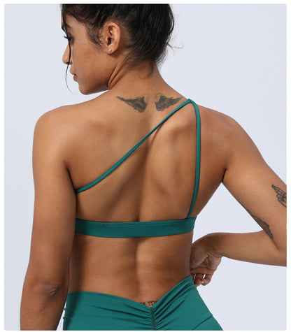 One shoulder sports bra