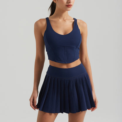 Pleated fitness skort