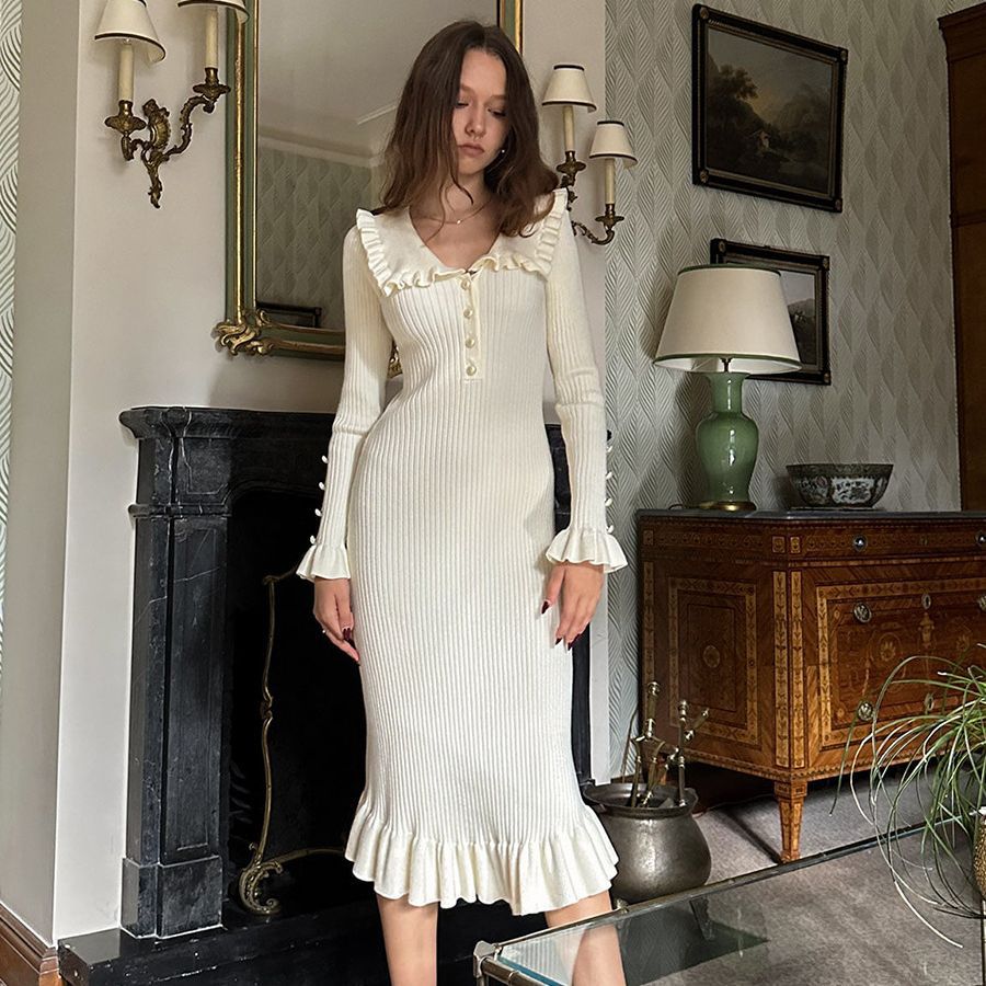 Knitted collared Dress