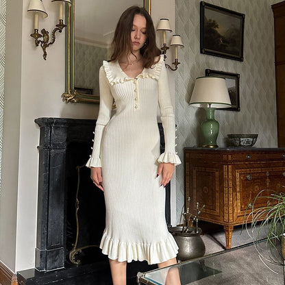 Knitted collared Dress
