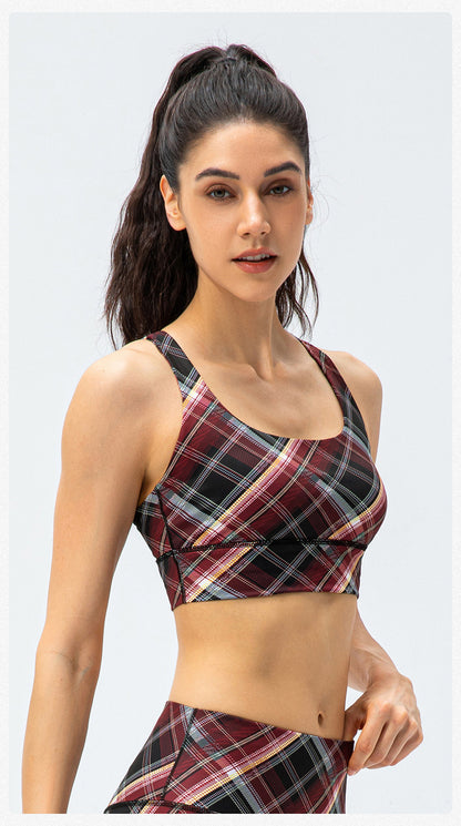 Plaid sports bra