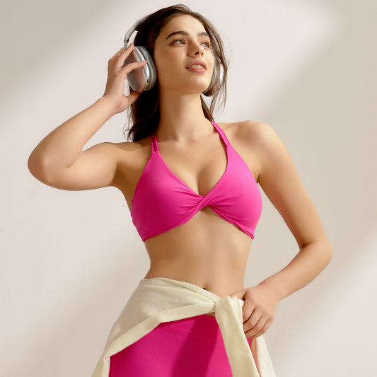 Twisted front sports bra
