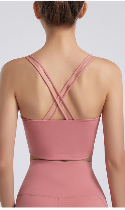 Cross back sports bra