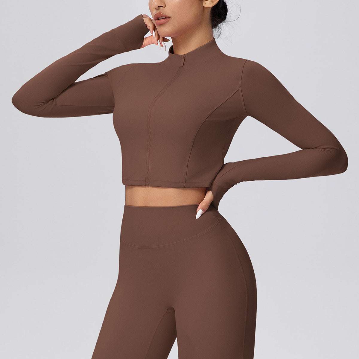 Zip front cropped top