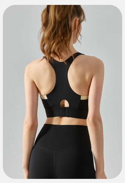 Contrast detail high support bra