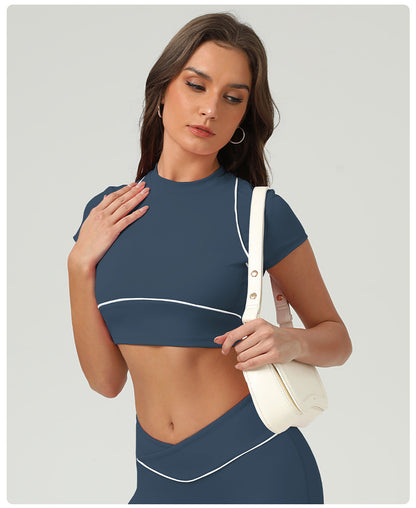 Contrast trim cropped top