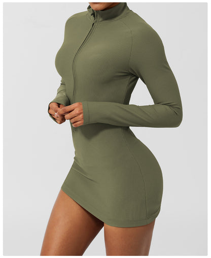 Full sleeve zip front dress