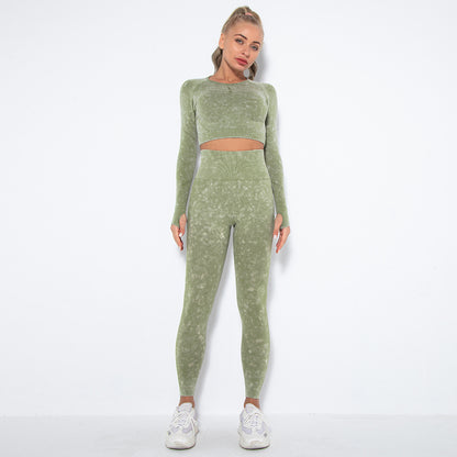 Stone washed two piece fitness set