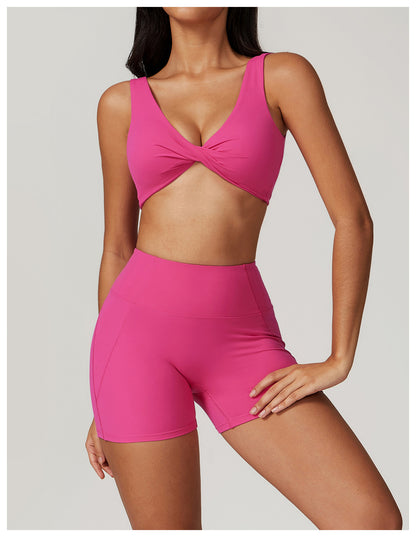Twisted front sports bra