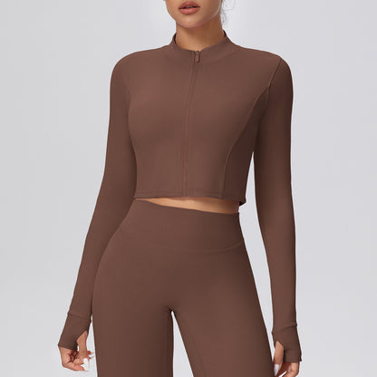 Zip front cropped top
