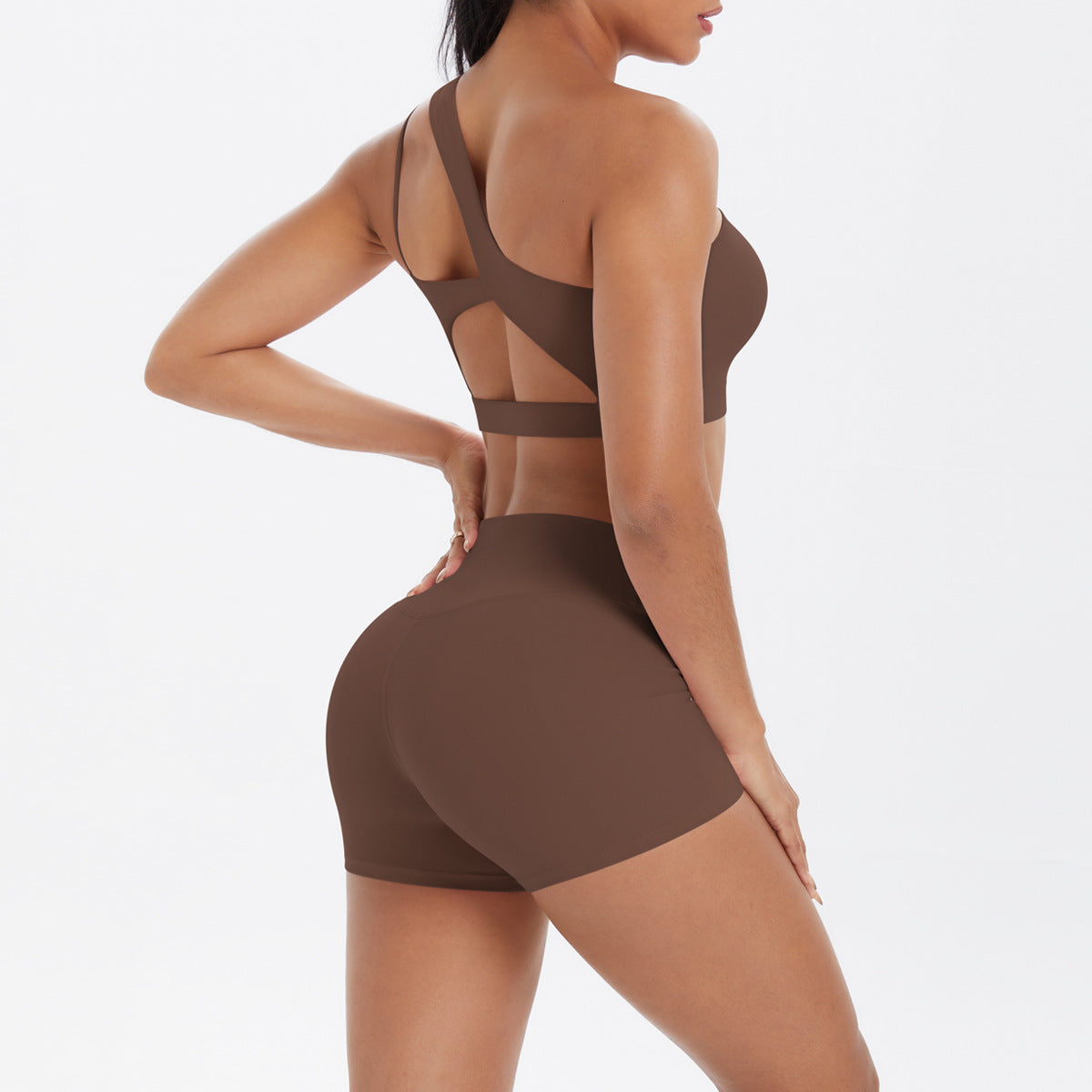 One shoulder bra & hot pants set