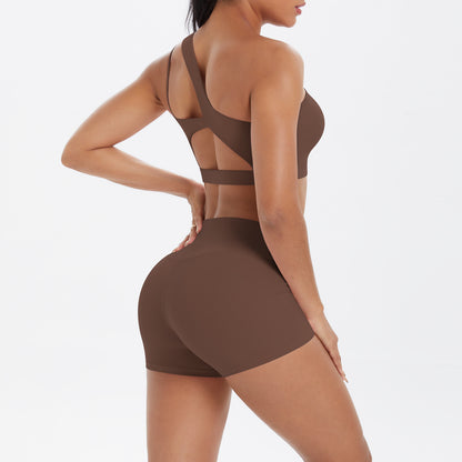 One shoulder bra & hot pants set
