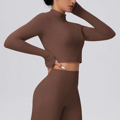 Zip front cropped top