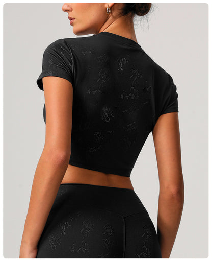 Printed cropped T shirt