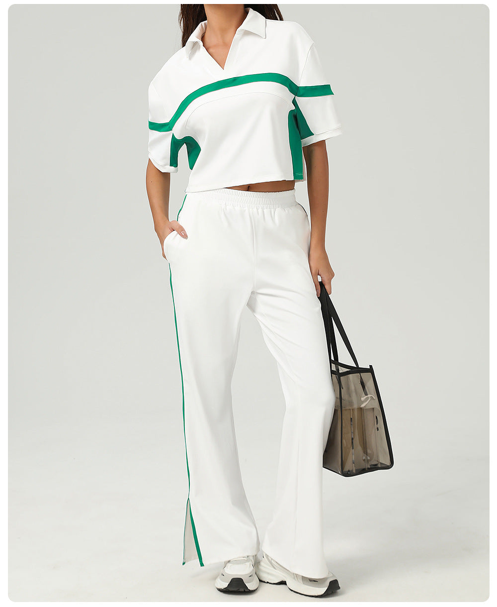 Contrast top and trousers set