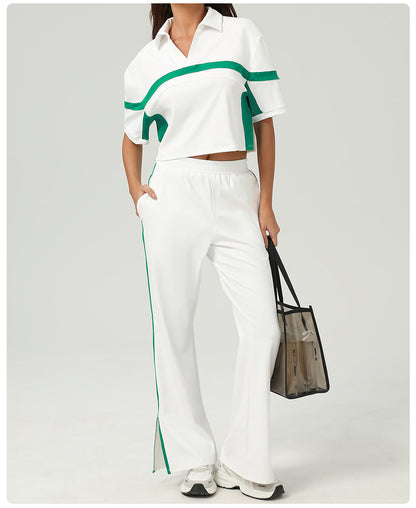 Contrast top and trousers set