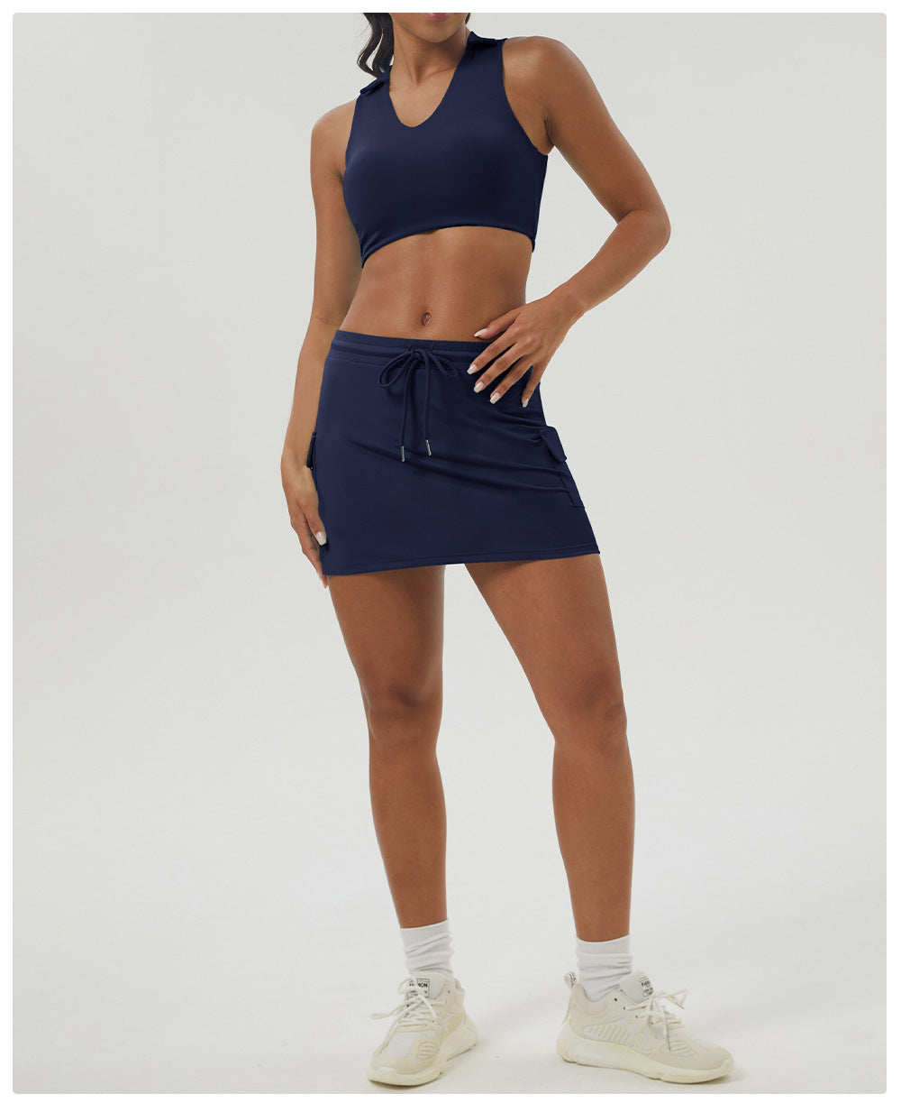 Quick dry draw string skort