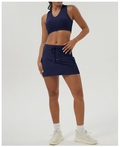 Quick dry draw string skort